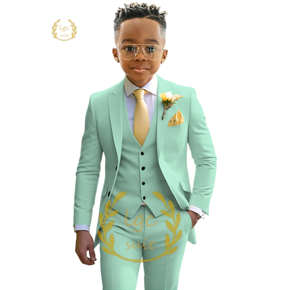 Boys ivory wedding suit dress tuxedo 3-piece suit suitable for 2-16 year old boys customized dinner ceremony tuxedo suit