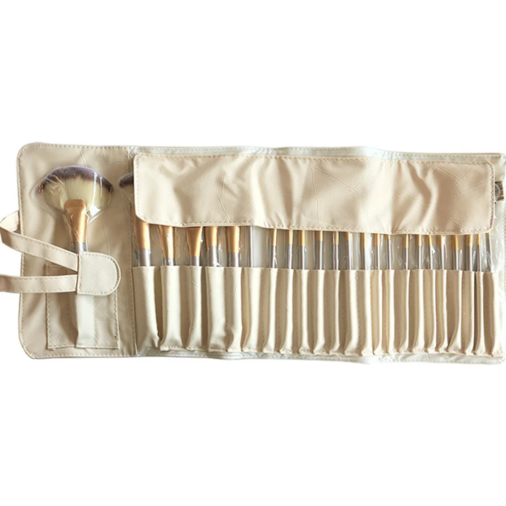 Juego de brochas de maquillaje de 24 Uds., pinceles portátiles con mango de madera de primera calidad para mezclar bases faciales, bolsa incluida para viajes