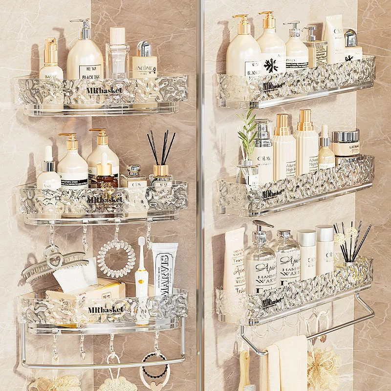 

Bathroom Corner Shelf Wall Mounted No Drilling Shower Storage Rack for Toilet Sink