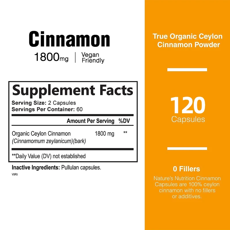 Premium Ceylon Cinnamon 1800 mg - a natural supplement that supports healthy circulation, brain and joint function