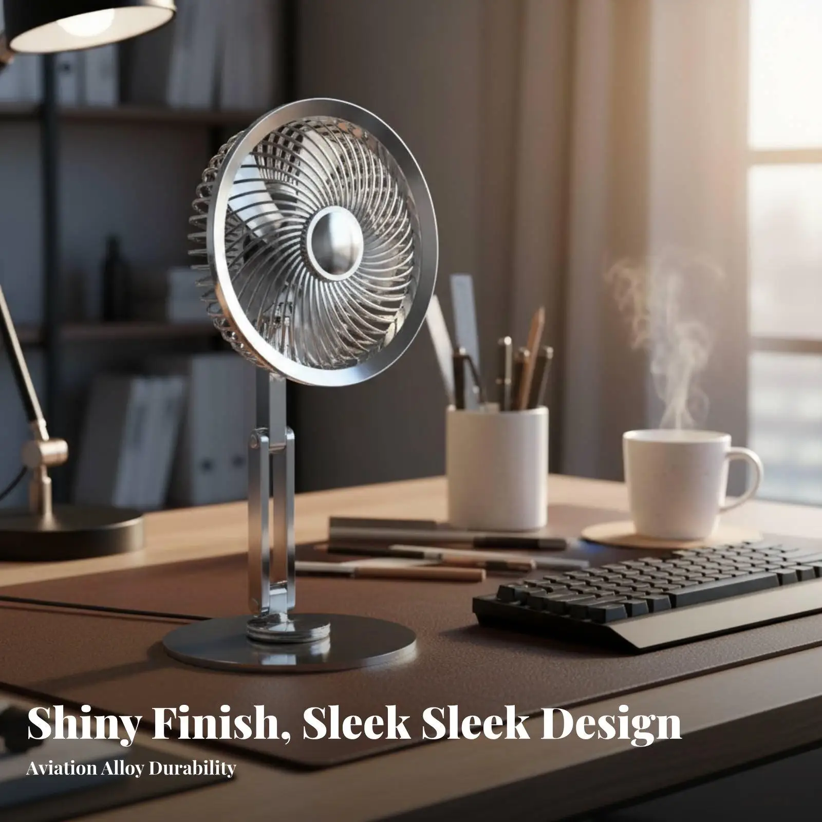 Rechargeable Desk Fan Metal Body USB Powered Portable Cooling Fan with Foldable Design for Office Travel Bedroom Use