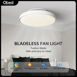 LED Ceiling Fan Light Modern Leaf Less Design Home Fan Light Low Decibel Dimmable Living Room Bedroom Dining Room Electric Fan