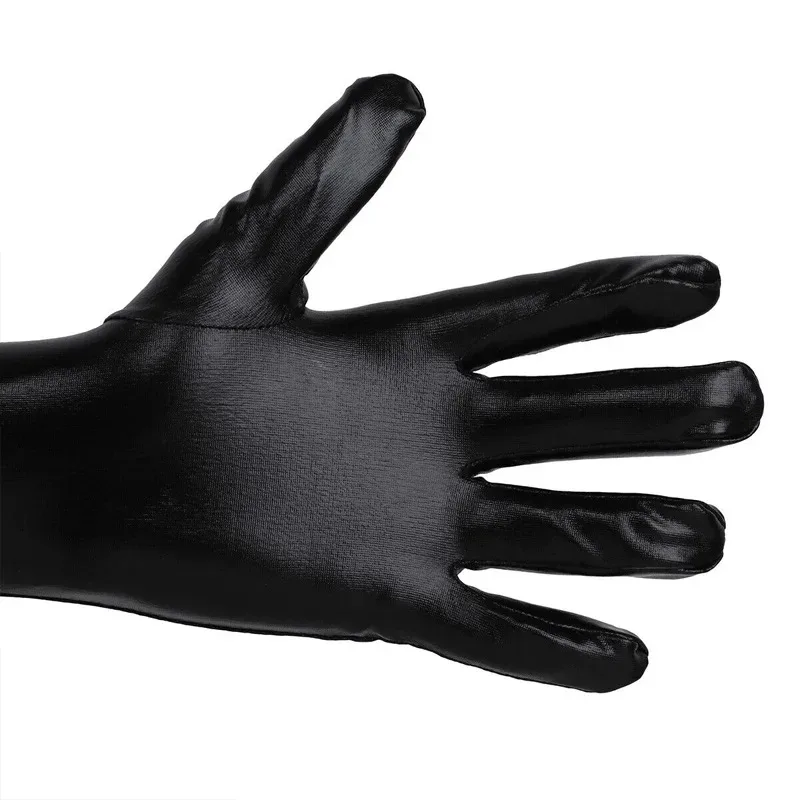 Women\'s Leather Long Gloves, Dress Up Arm Covers, Wet Look, Elastic Gloves, Cosplay for Wedding and Evening Wear, Stage 1 Pair