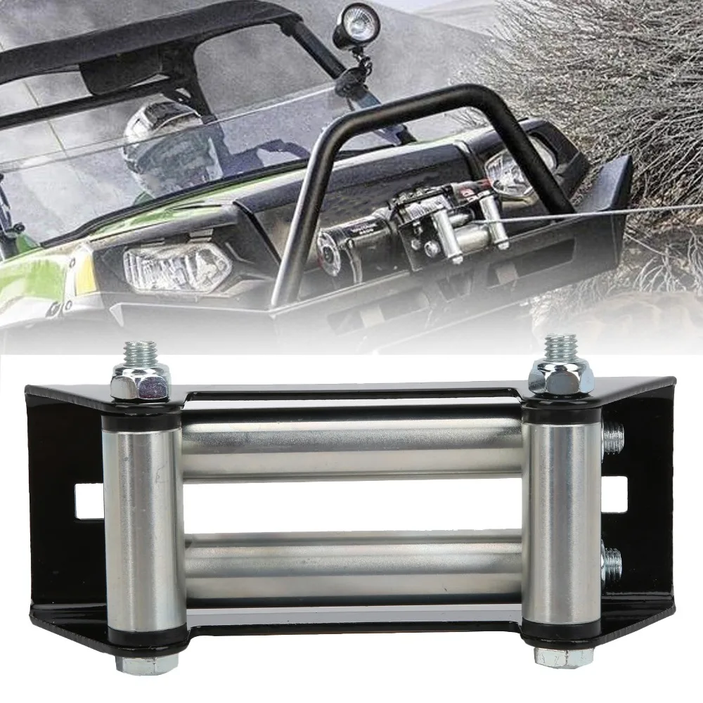 152mm/6in Winch Roller Fairlead Iron Zinc Plated Bolt Pattern Mount Roller Cable Guide Universal Winch Fairlead For ATV Winches