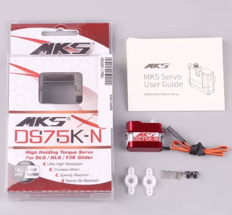 MKS DS75K-N Titanium Gear High Speed Glider Wing Servo w/Aluminum Case (No Tabs) for RC Glider DLG HLG F3K Model Aircraft
