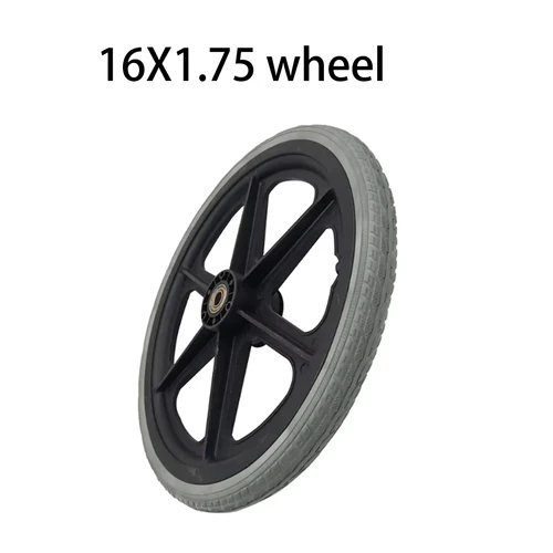 Imagen 2 del producto Neumático sólido de alta calidad 16x1,75 con buje para accesorios médicos traseros para silla de ruedas de 16 pulgadas