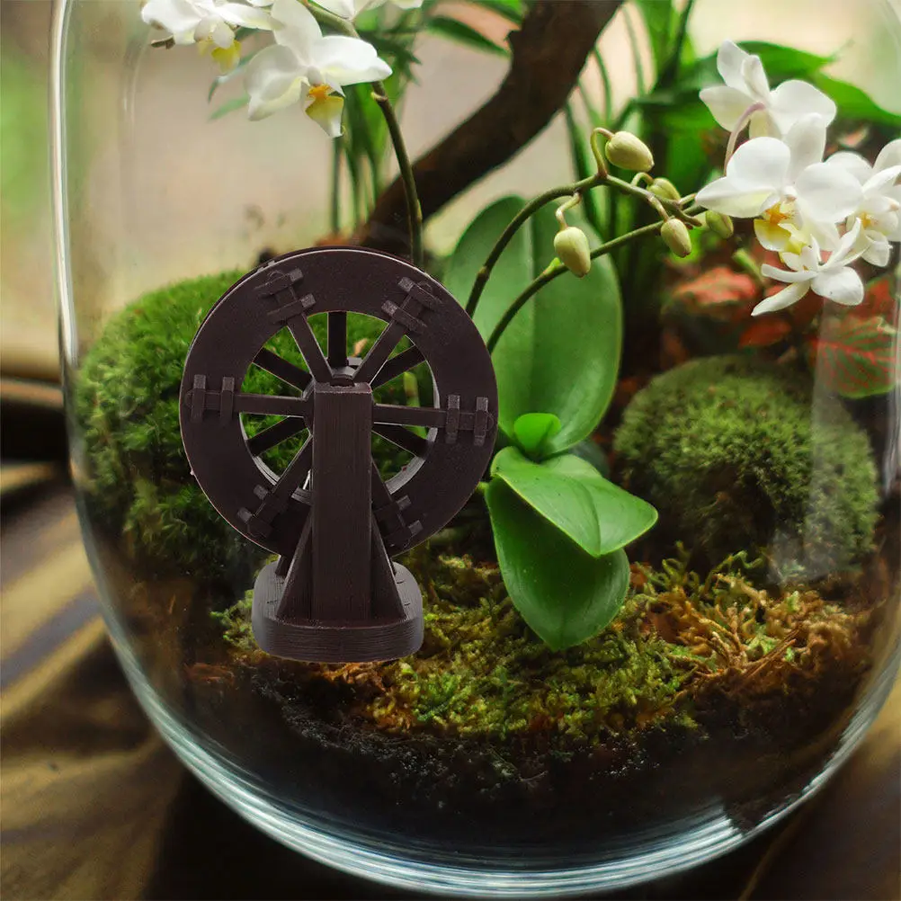 Aquarium Water Wheel Set Plastic Mini Waterwheel for Fish Tank Landscaping Garden Courtyard DIY Water Feature Decor Simulation