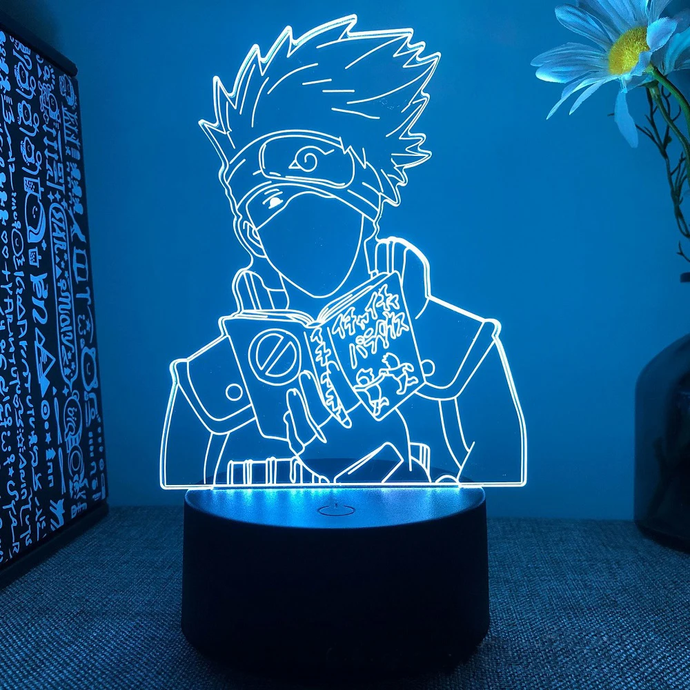 Anime Naruto Uzumaki LED Night Light Toys Akatsuki Kakashi Hatake Kid Bedroom Nightlight Itachi Uchiha 3D 7/16 colors Lamp Decor