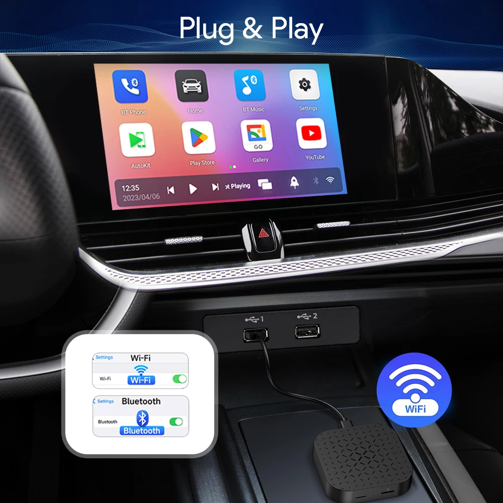 Binize CarPlay Ai Box Android 11.0 Wireless CarPlay Android Auto For Netflix YouTube QCM2290 For Car with OEM Wired CarPlay