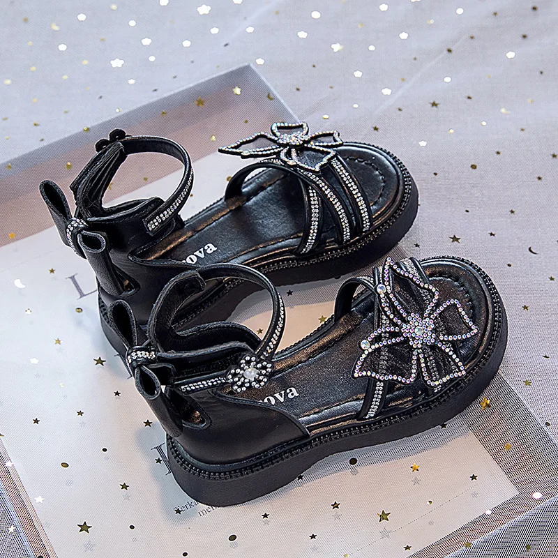 

Girls' New Summer Bow Sandals Children's Princess Shoes Baby Non-Slip Crystal Shoes for Girls Kids Flat Casuals Beach Sandals