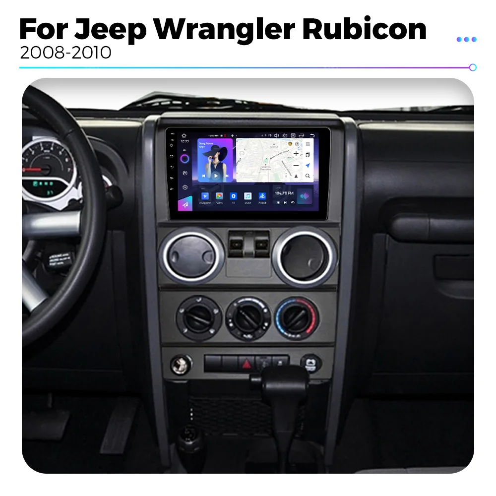 For Jeep Wrangler Rubicon 2008-2010 Android 13 Car Radio Multimedia Video Player Navigation GPS For BT5.0 4G WIFI 8 Core 8+256G