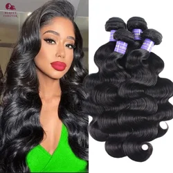 Beautyforever-Brazilian Body Wave Extensões de cabelo, cabelo humano cru, tecelagem, extremidade grossa, cor natural, não transformados, 4 Pacotes