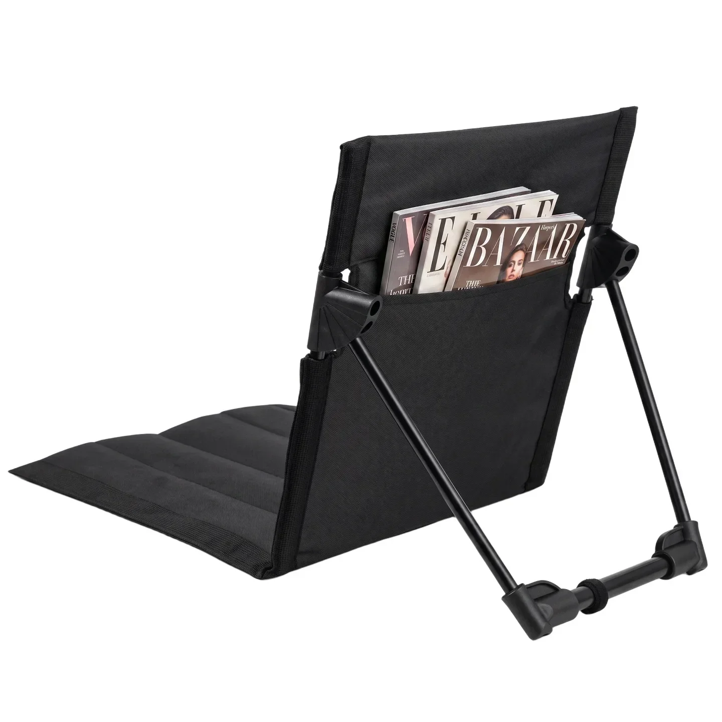 Upgraded Outdoor Folding Beach Chair Aluminum Alloy Adjustable Backrest Cushioned Recliner for Camping Lunch Break