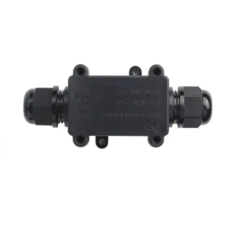 Two-Way IP68 Waterproof Junction Box FSH711 A2 Set (5-9Mm Sealing Ring + PA10 Terminals Screws)
