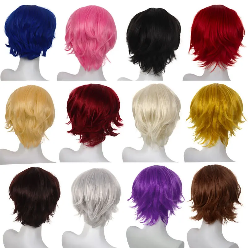 多目的少年コスプレウィッグ ショートヘア フリップアップスタイル タイトフィットカラー ヘアの母 多目的少年ウィッグセット