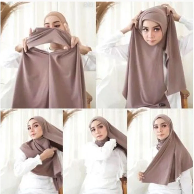 Premium-Jersey-Instant-Hijab, guter Stich, dehnbarer Jersey-Schal, Malaysia-Wickel, schlichter muslimischer Turban, Stirnband, Tücher, Lieferant – Detail 5