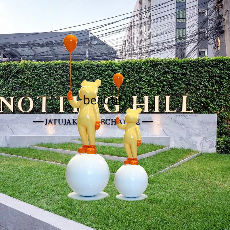 Fashion Brand Balloon Bear Decoration Hotel Lobby Shopping Mall Sales Office Large Floor Cartoon Welcome Character Sculpture