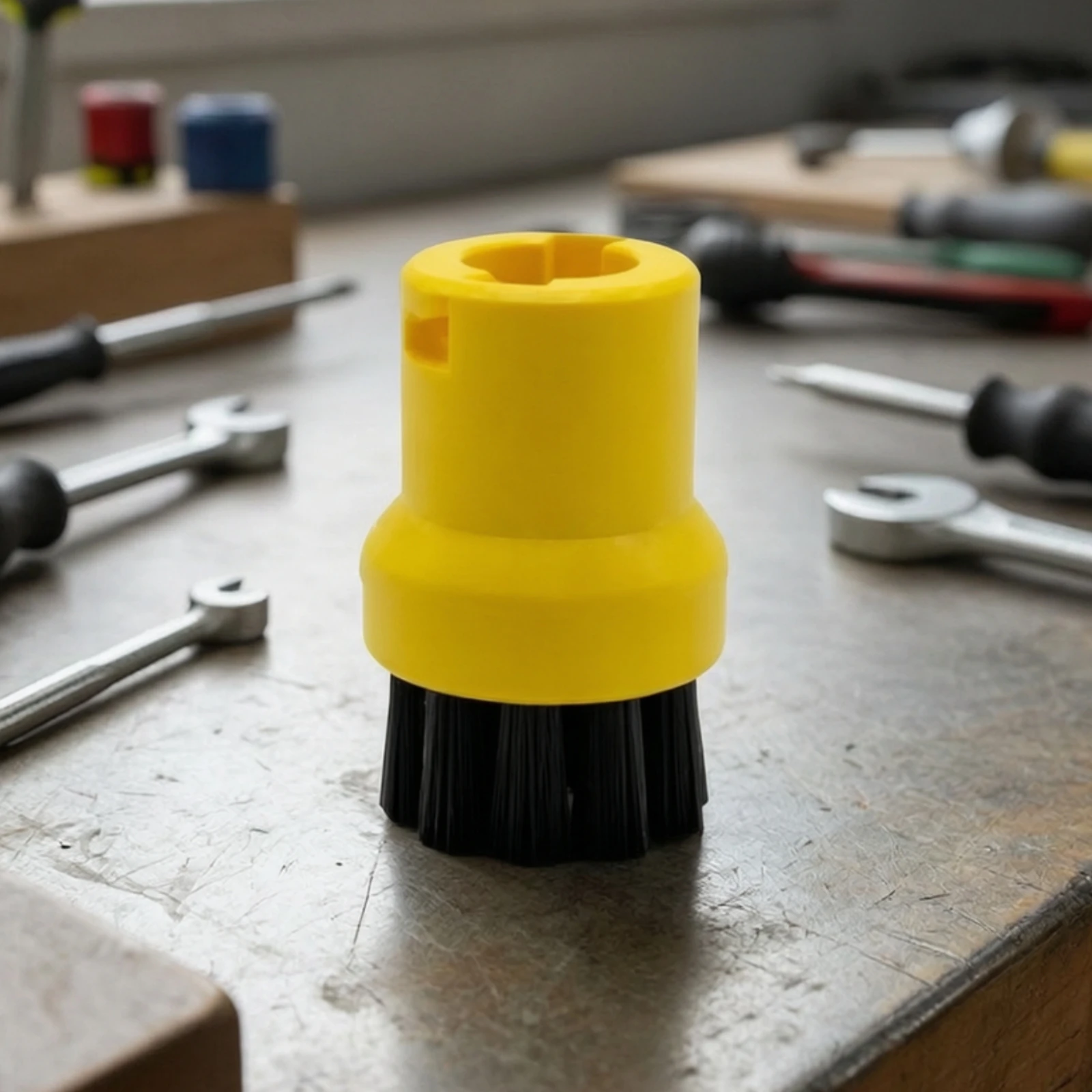 Round Steam Brush Attachment Multi-Purpose Steam Cleaner Brush Head with Bristles Cleaning Accessories Compact Sturdy