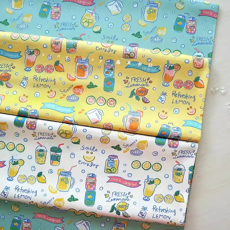 Printed thin Cotton Fabric Tissue Patchwork Drink Juice 45*110cm Kids Doll Sewing Quilting Fabrics Needlework Material