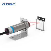 GTRIC Laser Photoelectric Sensor Retro-reflective M18 Series 10-30V NPN PNP Visible Spot 2mm Sensing Distance 8M Adjustable