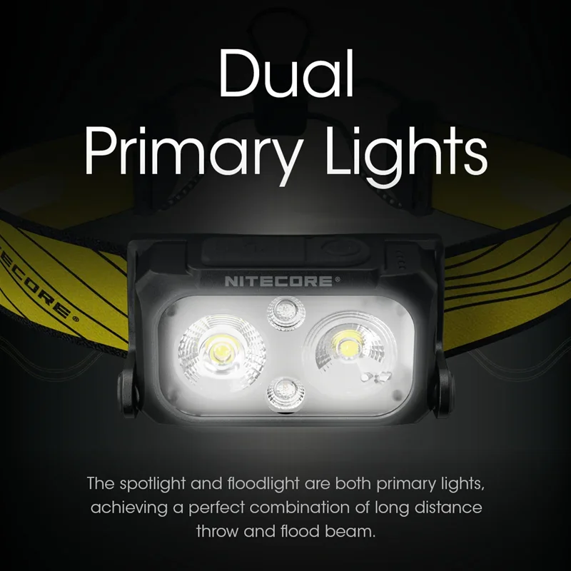 NITECORE NU25 Dual beam USB-C rechargeable Headlamp 400Lumens Beam color White Light, Red Light