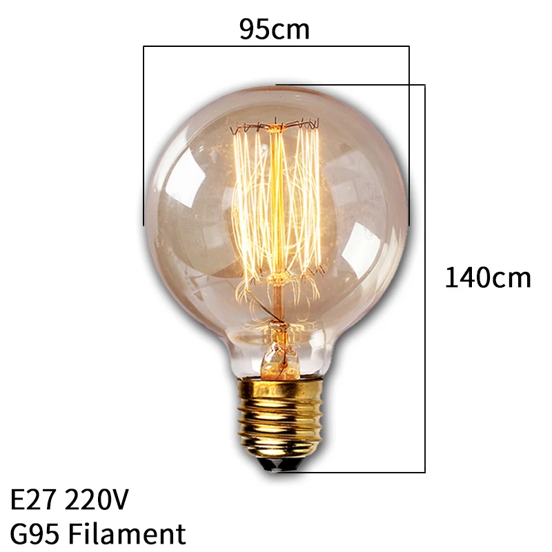 4 stks/partij Retro Edison Gloeilamp E27 220 V 40 W ST64 G80 G95 T10 T45 T185 A19 A60 Gloeidraad licht Vintage Ampul Edison Lamp