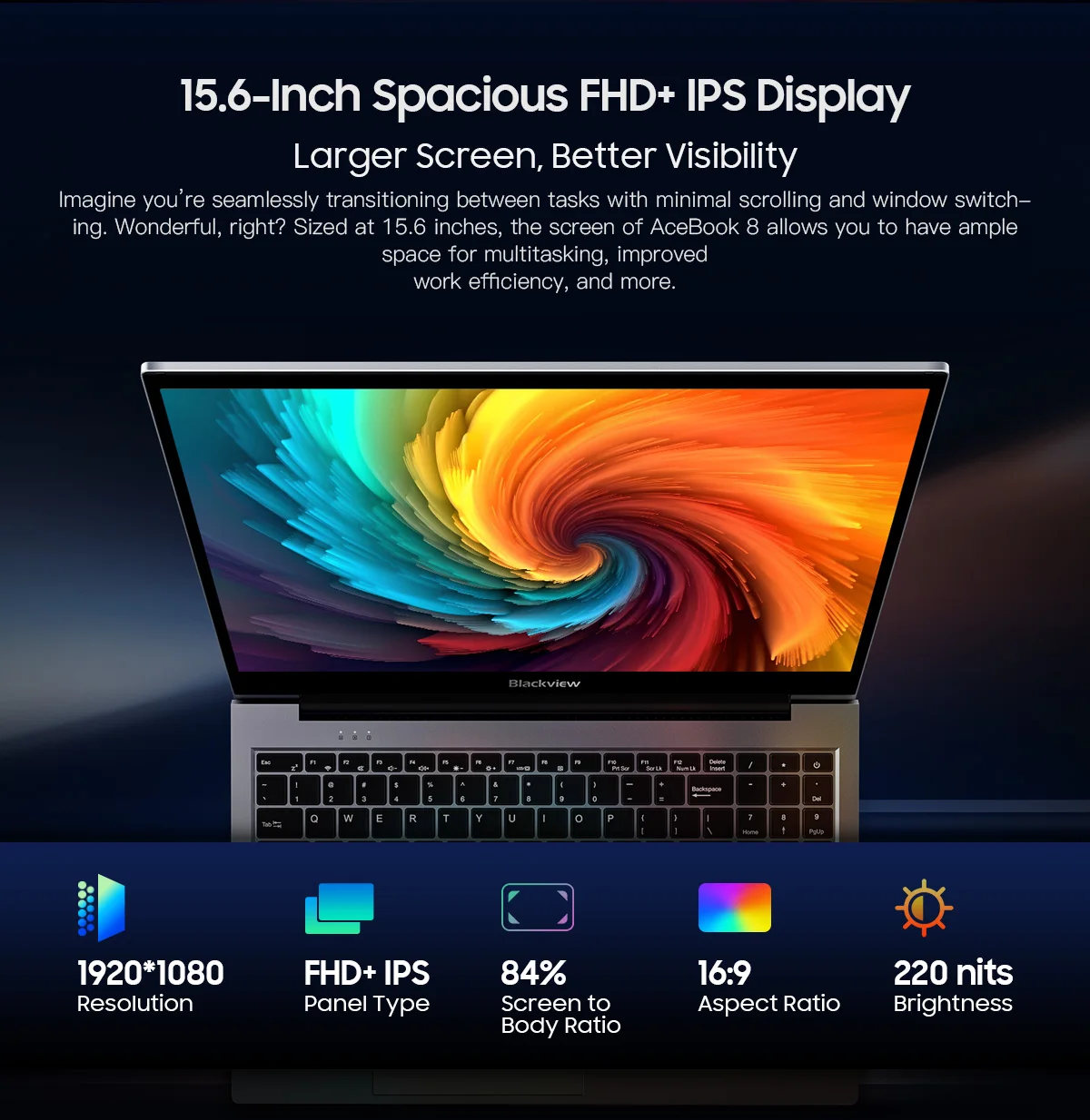 Blackview AceBook 8 Laptop, 15,6 Zoll, Intel-Prozessor N150, 16 GB RAM, 512 GB SSD + Erweiterung auf bis zu 1 TB, Windows 11 Home. – Detail 9