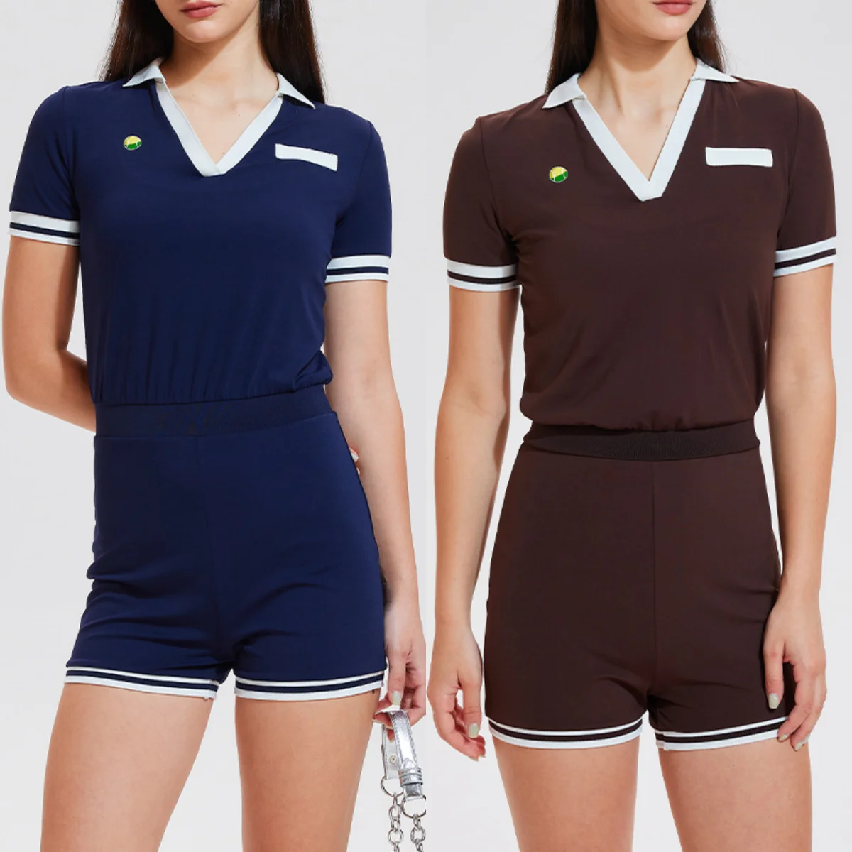 

New tennis suit women's casual sports jumpsuits yoga suit outdoor exercise short sleeve shorts fitness suit spicy girl clothing