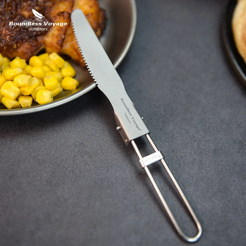 Pure Titanium Knife,Fork,Chopsticks,Spoon Tableware Combination Set, Foldable Lightweight Portable,Outdoor Camping Travel, A1380 view 2