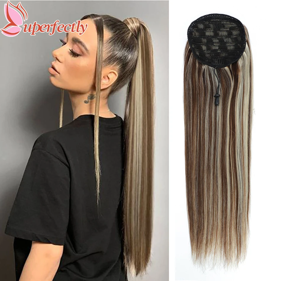 

Straight Drawstring Ponytail Extension Human Hair Extensions Long Natural Pony Tail Hairpieces Clip in Ponytails Extensions