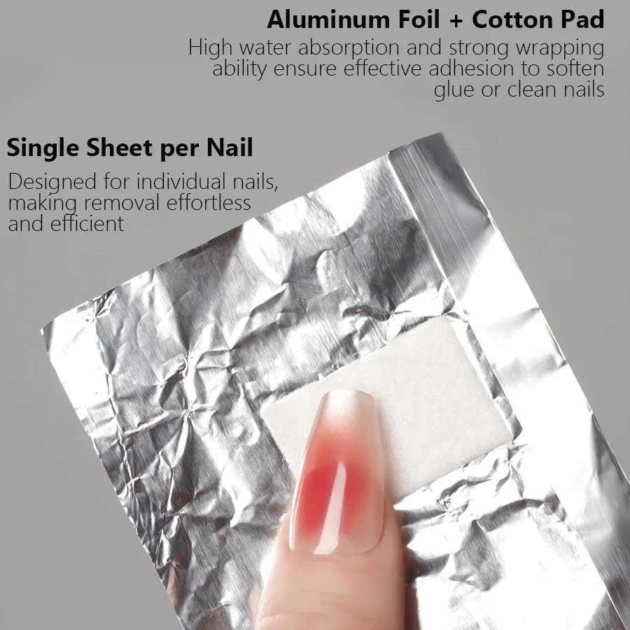 100Pcs Bag Aluminium Foil Nail Art Soak Off Polish Nail Removal Wraps Towel Gel  Remover Manicure Tool