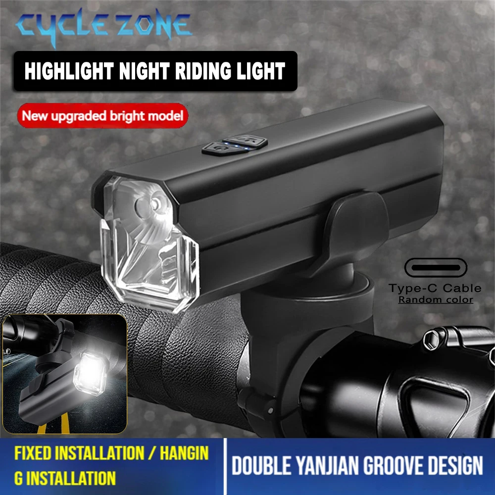 

XPE + светодиодный подвесной велосипедный фонарь из алюминиевого сплава, передний фонарь на руль Type-C, перезаряжаемый для MTB, дорожная лампа для ночной езды