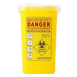 Contenedor Biohazard con tapa para uso doméstico y laboratorio, contenedor para desecho de agujas, suministros para tatuajes, portátil, 1L