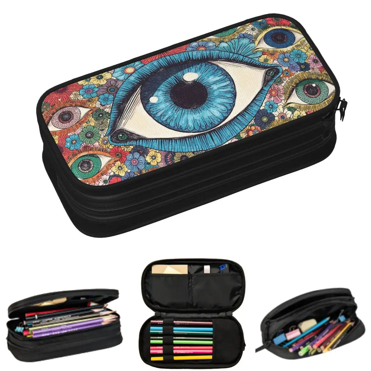 Estuches para lápices con estampado floral y artístico de Mystic Visionary, regalos para estudiantes, caja para bolígrafos, bolsa para lápices, estuche para lápices de gran capacidad