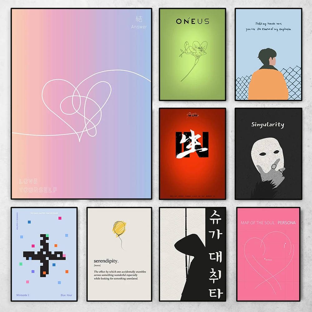 Korean Pop Band Minimal Music Album Covers Poster Canvas Printing Prints Wall Art Picture for Living Room Decor Fans Gift