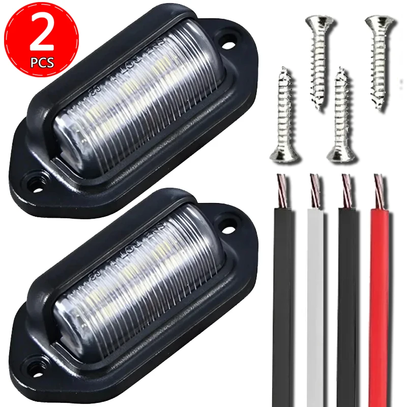 6 LED Car Truck luci targa camion RV Trailer Van fanale posteriore lampada di segnalazione impermeabile lampadine di illuminazione bianche 12-24V