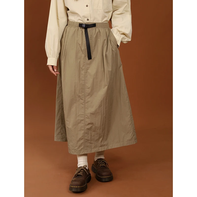 

Повседневная тонкая хлопковая юбка с поясом. Спецодежда. Юбка трапециевидной формы. Сладкий чистый цвет. Дизайн средней талии. Полиэфирное волокно.