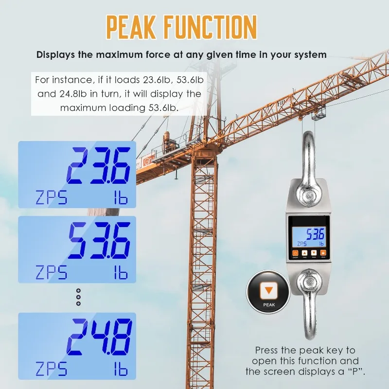 Báscula de grúa digital Báscula colgante de 11000 lb Báscula de peso colgante industrial resistente (11000 lb/5000 kg), hogar.