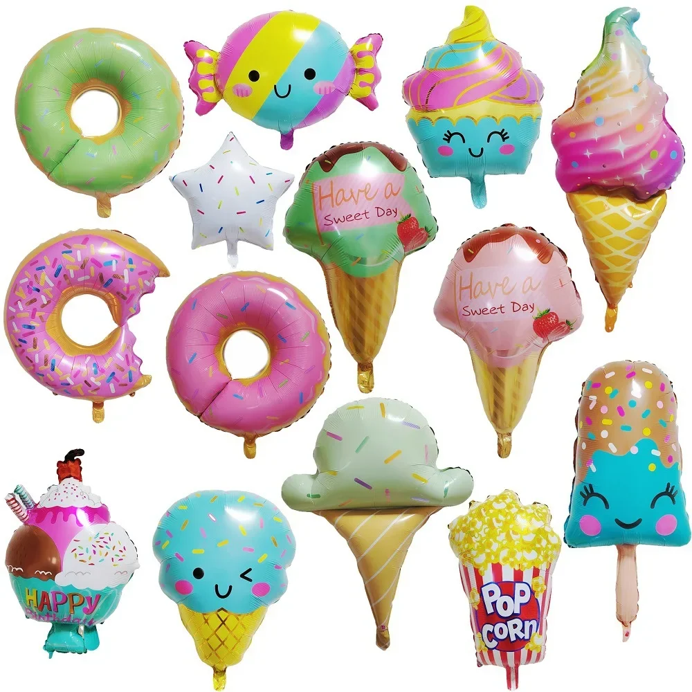 

Donut Ice Cream Aluminum Film Balloon Cute Colorful Ice Cream Popcorn Children's Birthday Party Decoration School Gift