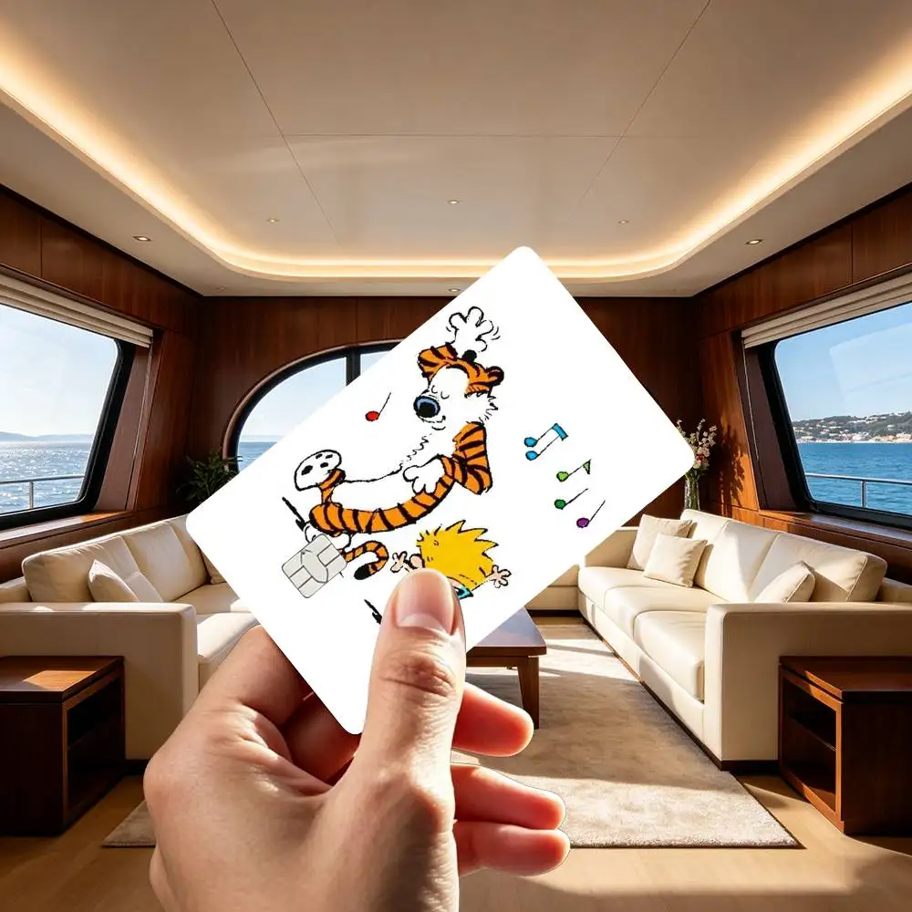Comics Calvin And H-Hobbes Credit Card HD Stickers Small Chip Waterproof Sticker Game Card Decal Gift