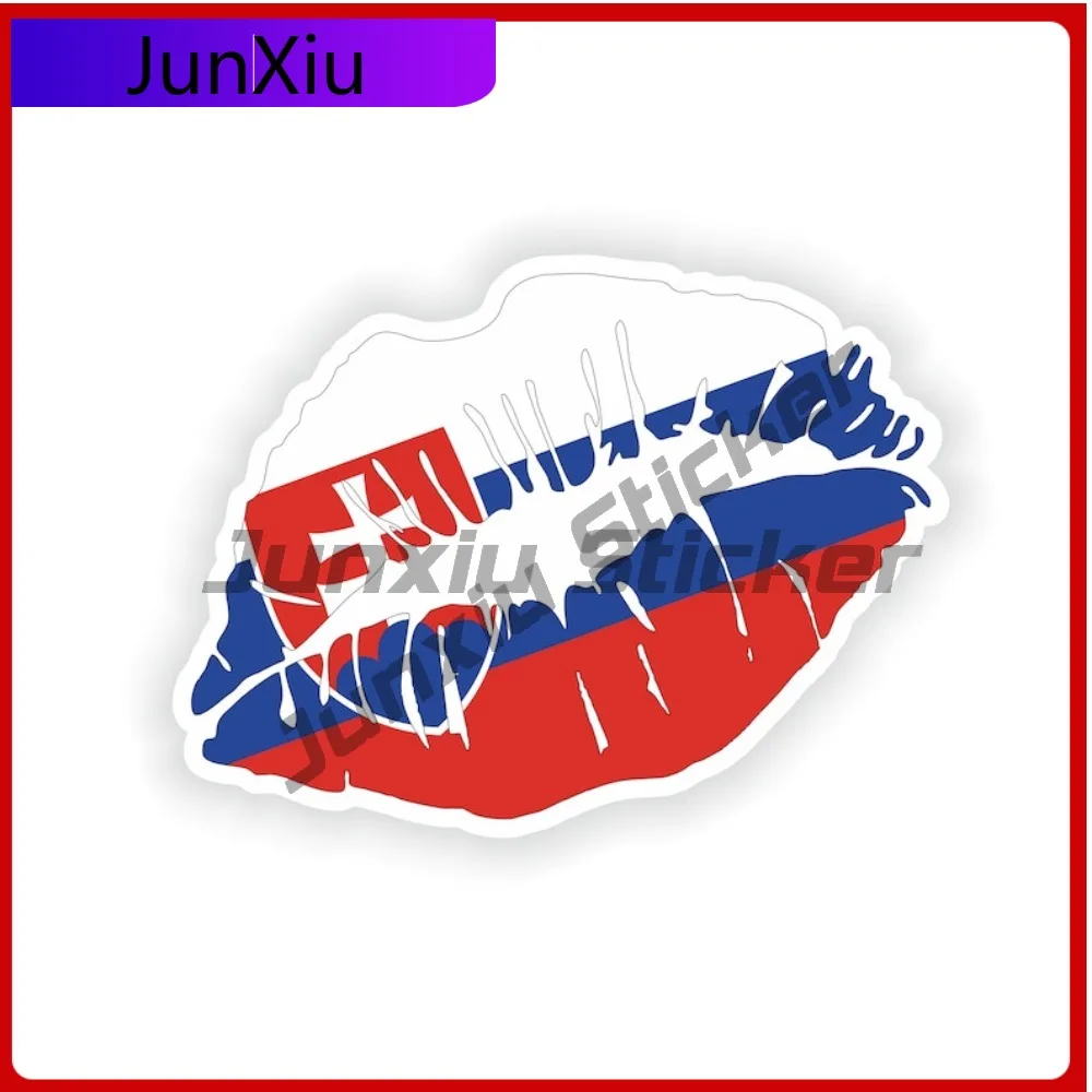 

Slovakia Flag Lips Shape With National Emblem Vinyl Decals Custom Van Stickers And Decals Funny Decorations For Pictures Car Suv