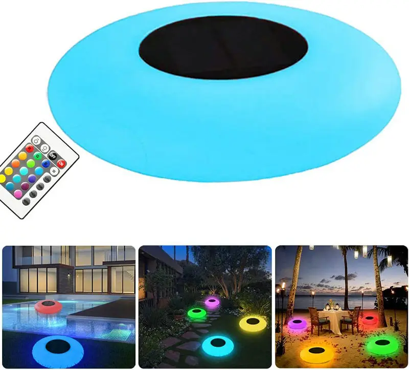 Solar Floating Pool Lights Swimming Pool Light Remote controlled 16 Colors Changing Waterproof Lawn Patio Decoration- Multicolor