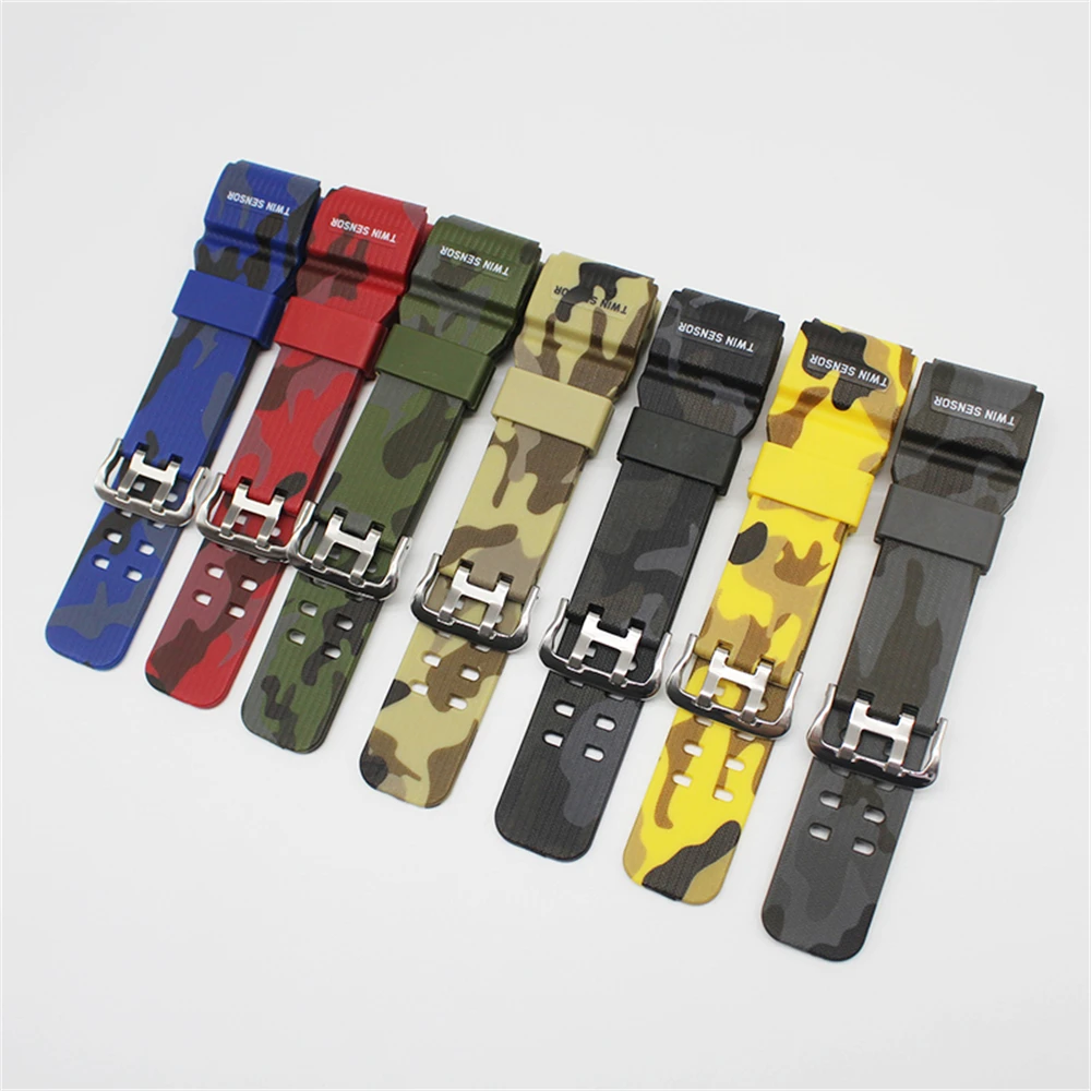 Camouflage Strap for GG-1000 GWG-100 GSG-100 Soft TPU Watch Band Men Sport Watchband Straps Bands Clasps Bracelet Belt Access