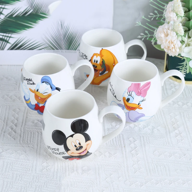 Disney Mickey Mouse Minnie Mouse Goofy Coffee Mugs Cute Cartoon Donald Milk Mugs Fashion Mugs Handle Kids Water Cup 300ML