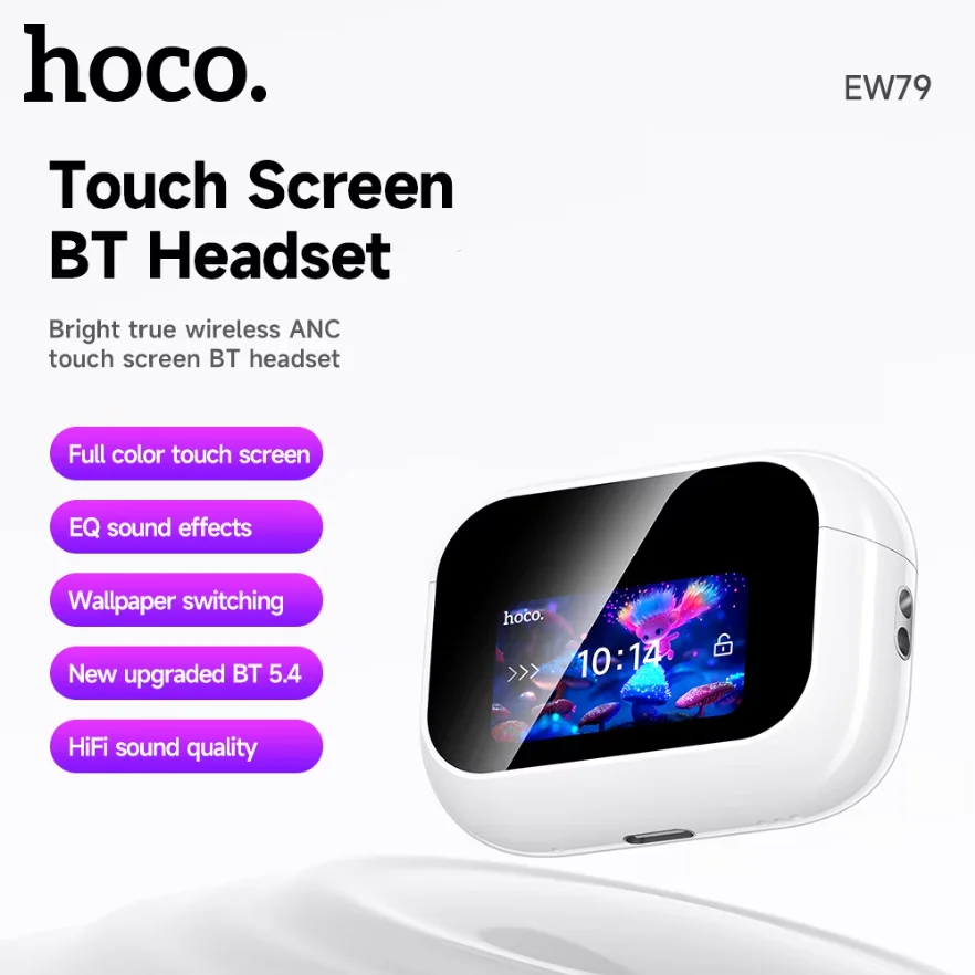 

HOCO EW79 ANC Noise Reduction Wireless 5.4 Earphone with LED Smart Touch Screen Charging Box Music Sport in Ear Earbuds with Mic