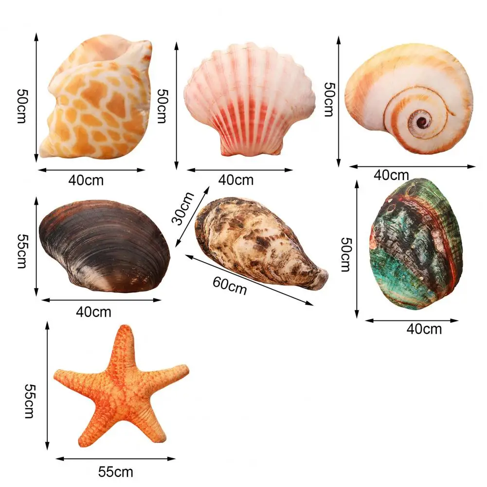 Sea Life Plush Pillow Cute Shell Oysters Mussel Conch Abalone Plushies Sofa Ornament PP Cotton Toy Sleeping Home Decoration