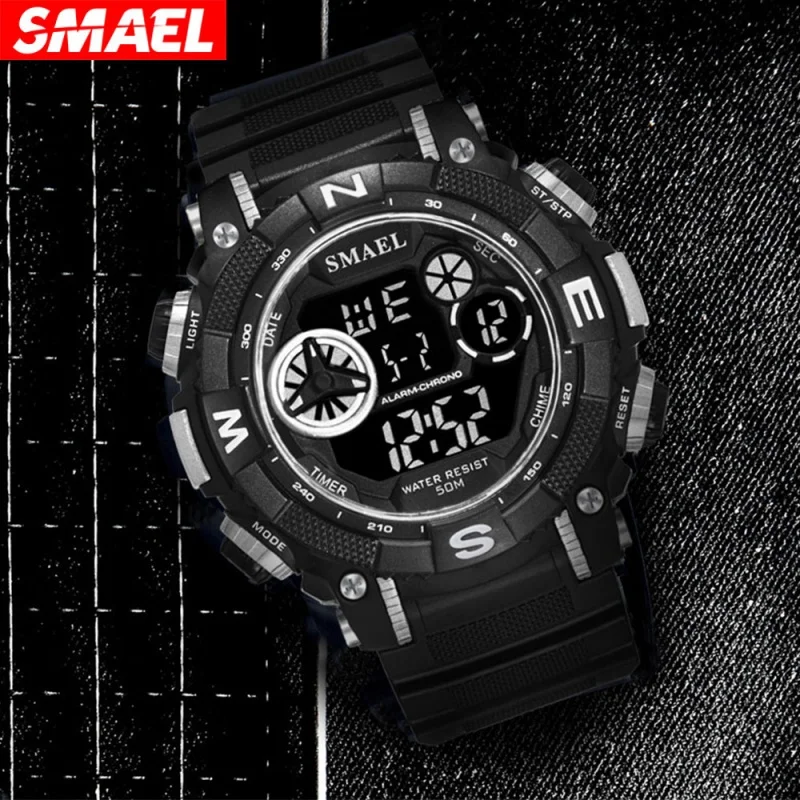 นาฬิกาเรืองแสงกันน้ำได้แบบลำลอง jam tangan elektronik มัลติฟังก์ชันกลางแจ้งกีฬา smael