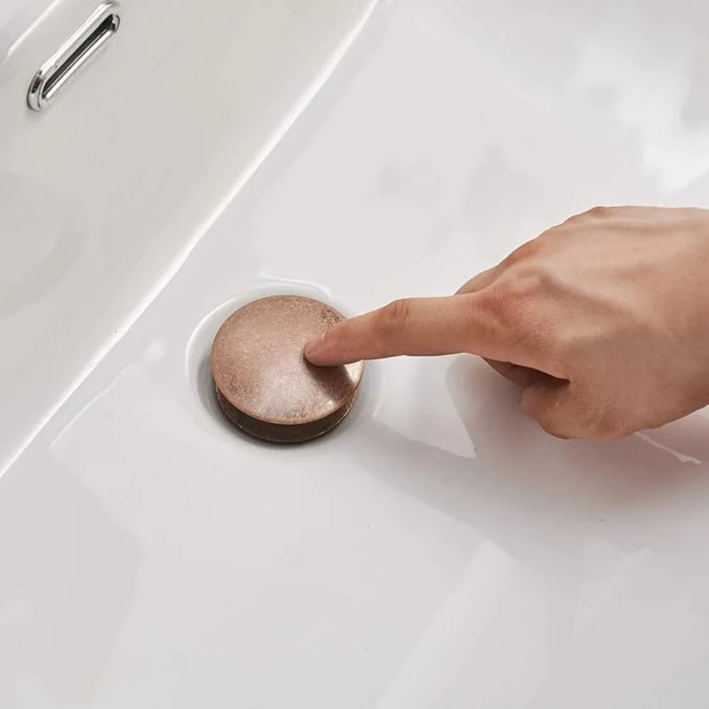 Brass Bathroom Sink Pop up Drain with round Carved Cover Lavatory Basin Vanity Waste Drainer with & without Overflow Options
