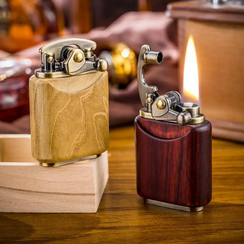 

592 sandalwood lighter high-end wooden retro rocker arm personalized creative windproof boyfriend