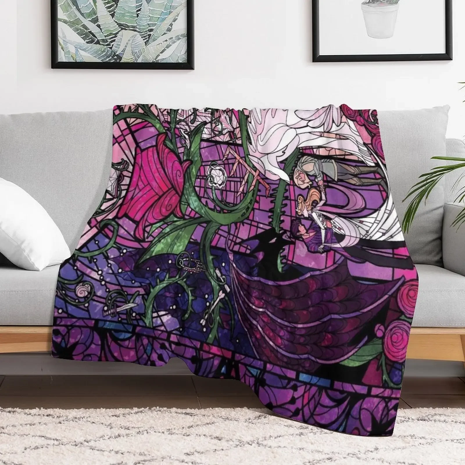 A Court of Thorns and Roses Stained Glass Throw Blanket Reusable Durable Soft Blanket for All Seasons